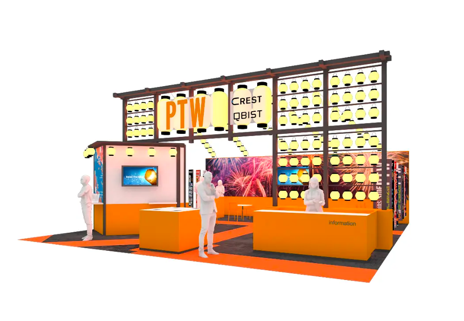 出展ブースは「祭り」をコンセプトに休足処と称したフリースペース